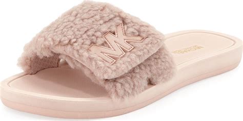 michael kors fuzzy slides|michael kors ladies slides.